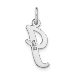 14K White Gold Medium Script Initial I Charm