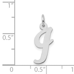 14K White Gold Medium Script Initial I Charm
