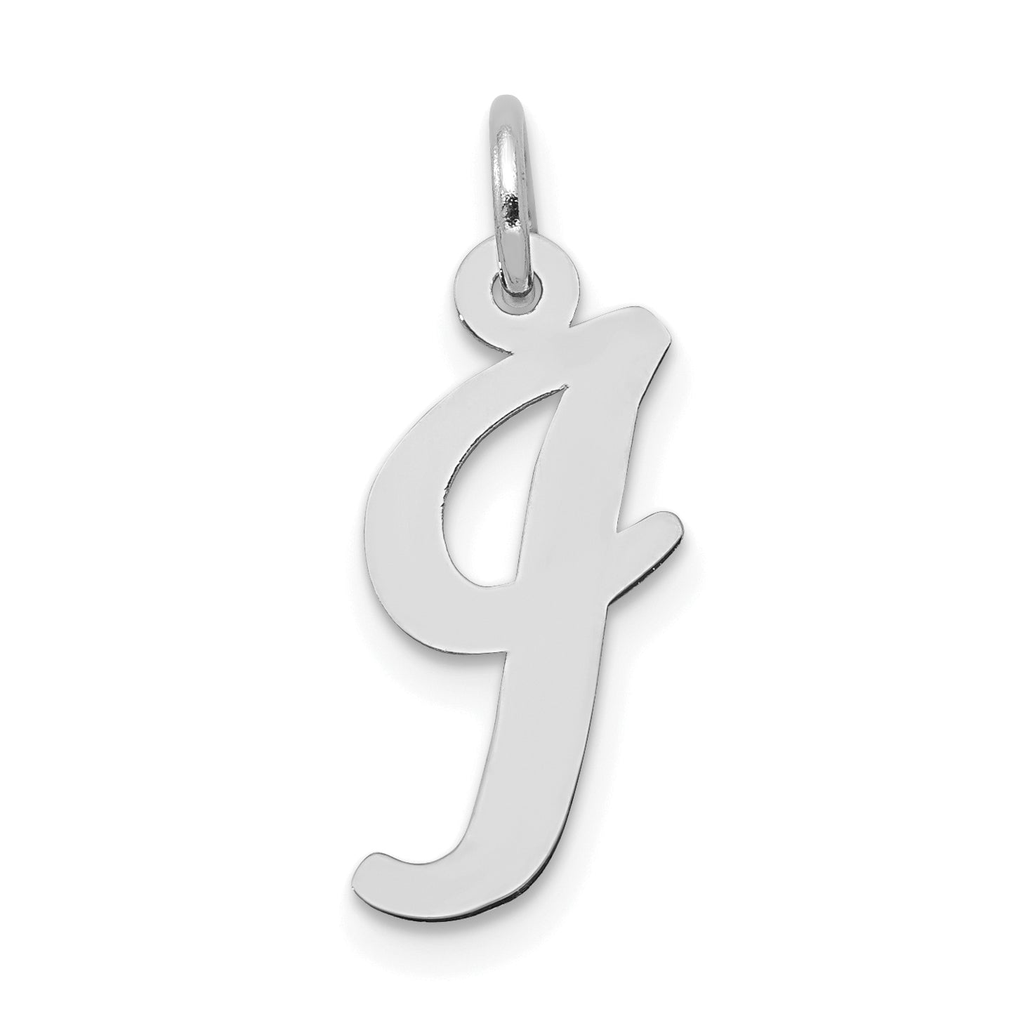 14k White Gold Medium Script Letter I Initial Charm