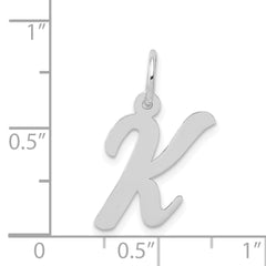 14K White Gold Medium Script Initial K Charm