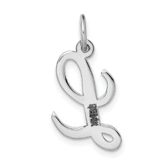 14K White Gold Medium Script Initial L Charm