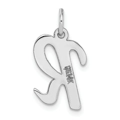 14K White Gold Medium Script Initial R Charm