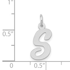 14K White Gold Medium Script Initial S Charm
