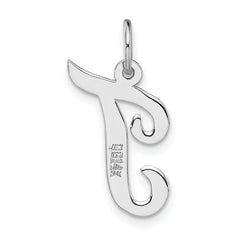 14K White Gold Medium Script Initial T Charm