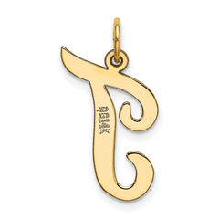 14K Large Script Initial T Charm