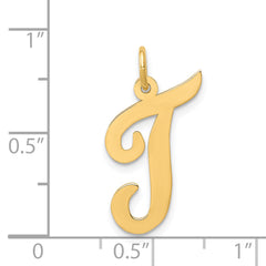 14K Large Script Initial T Charm