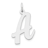 14k White Gold Large Script Letter A Initial Charm