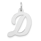 14k White Gold Large Script Letter D Initial Charm