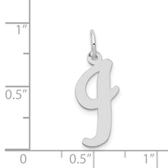 14K White Gold Large Script Initial I Charm