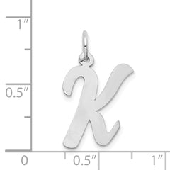 14K White Gold Large Script Initial K Charm
