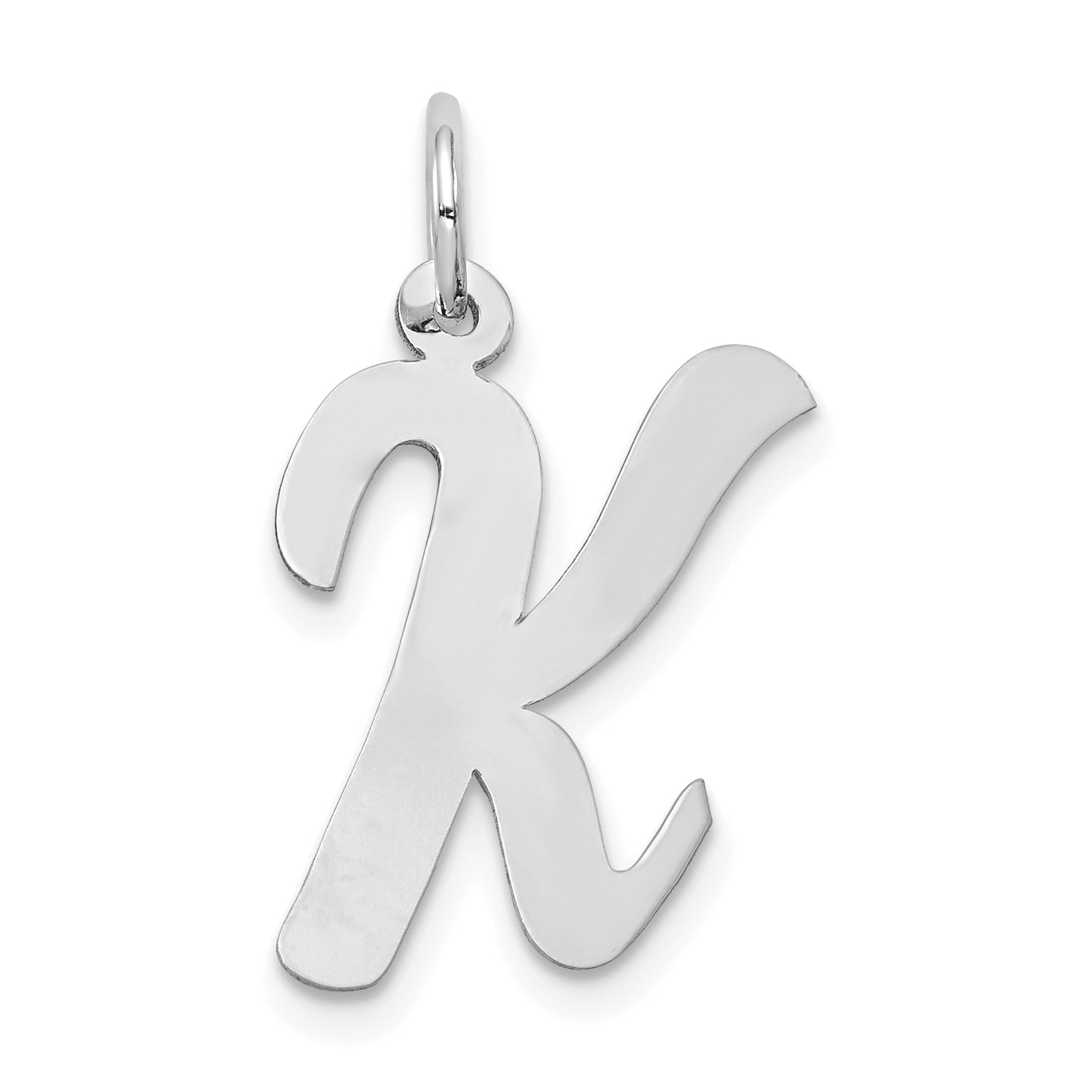 14k White Gold Large Script Letter K Initial Charm