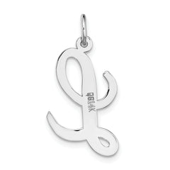 14K White Gold Large Script Initial L Charm