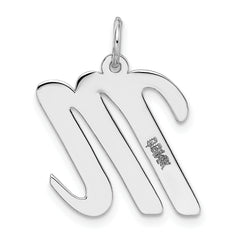 14K White Gold Large Script Initial M Charm