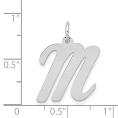 14K White Gold Large Script Initial M Charm