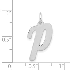 14K White Gold Large Script Initial P Charm