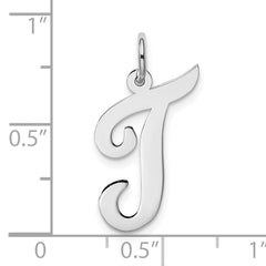 14K White Gold Large Script Initial T Charm