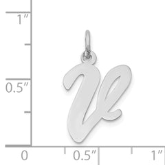 14K White Gold Large Script Initial V Charm