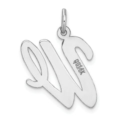 14K White Gold Large Script Initial W Charm