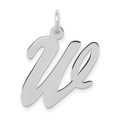 14k White Gold Large Script Letter W Initial Charm
