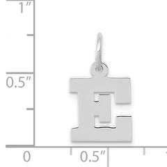 14K White Gold Small Block Initial E Charm