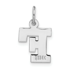 14K White Gold Small Block Initial F Charm