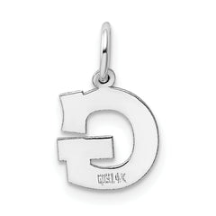 14K White Gold Small Block Initial G Charm