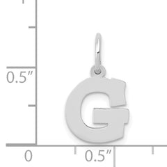 14K White Gold Small Block Initial G Charm