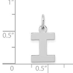 14K White Gold Small Block Initial I Charm