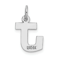 14K White Gold Small Block Initial J Charm