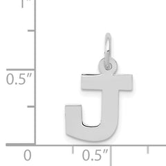 14K White Gold Small Block Initial J Charm