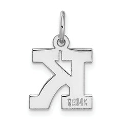 14K White Gold Small Block Initial K Charm