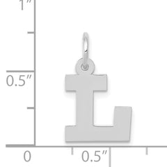 14K White Gold Small Block Initial L Charm
