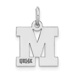 14K White Gold Small Block Initial M Charm