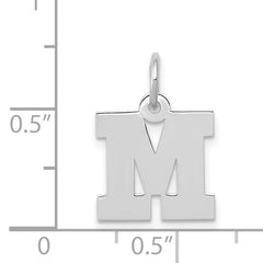 14K White Gold Small Block Initial M Charm