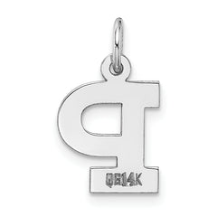 14K White Gold Small Block Initial P Charm