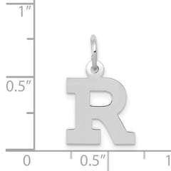 14K White Gold Small Block Initial R Charm