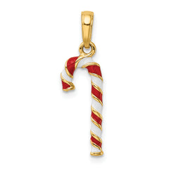 14K 3D Enameled Candy Cane Charm