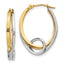 14k Two-tone Oval Loop Hoop Earrings
