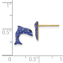 14k Crystal Blue Dolphin Post Earrings