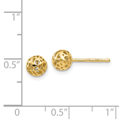 14K Yellow Gold Small Fancy Ball Post Earrings