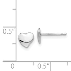 14k White Polished Heart Post Earrings