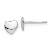 14k White Polished Heart Post Earrings