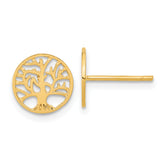 14k Round Tree Post Earrings