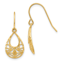 14K Diamond-cut Dangle Earrings