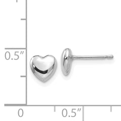 14k White Gold Heart Post Stud Earrings