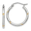 14k White Gold and Yellow Rhodium D/C Hoop Earrings
