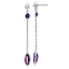 Amethyst Stud Dangle Earrings in 14K White Gold, 9x5mm - Sophia Jewelers
