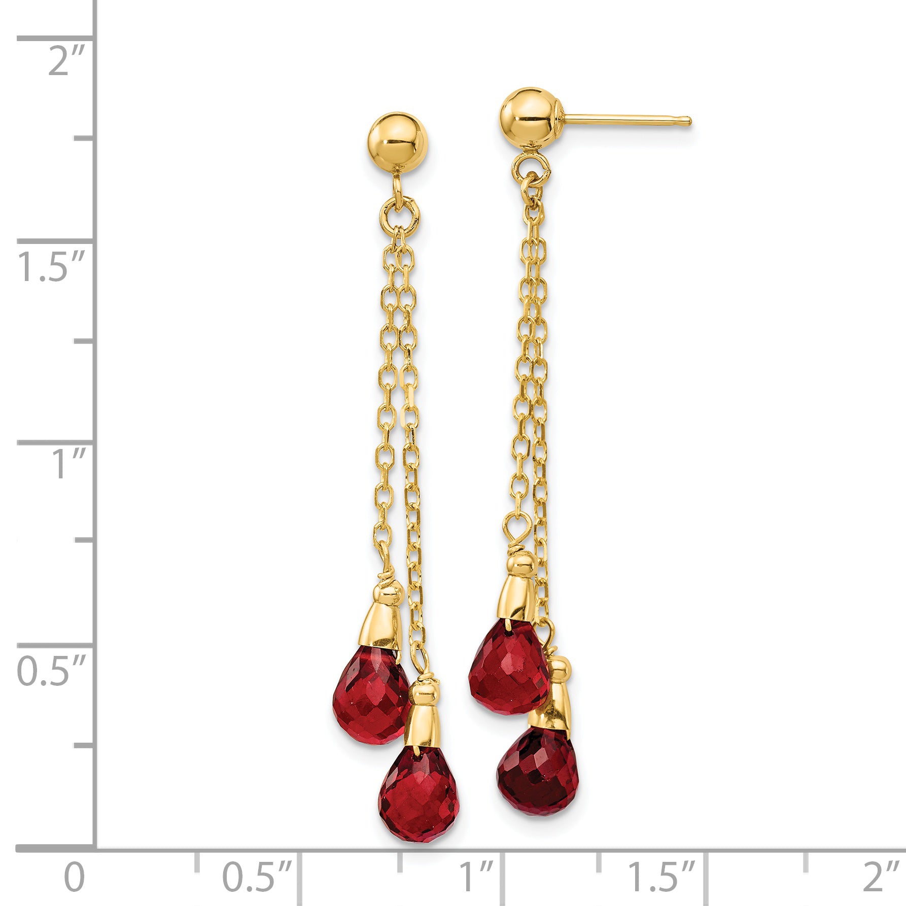 14k Garnet Dangle Earrings