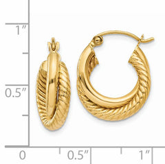 14k Polished Twisted Double Hoop Earrings