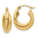 14k Polished Twisted Double Hoop Earrings
